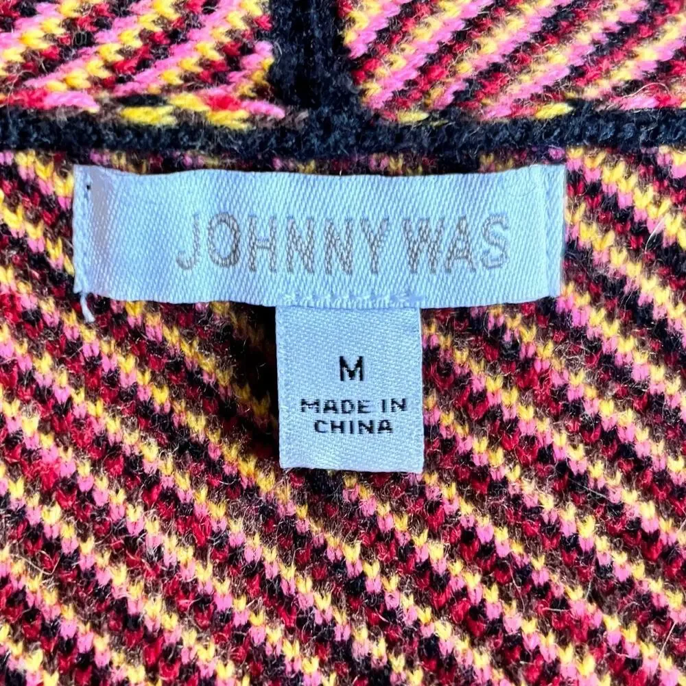 Johnny Was Parker Cardigan Womens Medium Red Palm Tree Floral Colorful Tropical